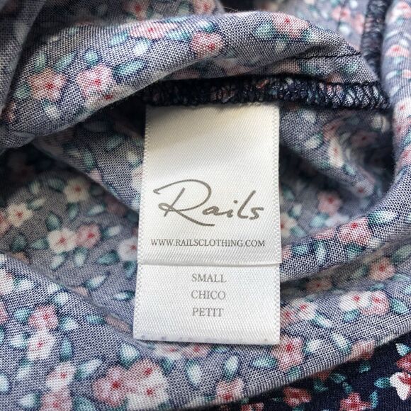 RAILS Tie Front Romper Floral Minka Wildflower Relaxed Blue Short Sleeves Small - Picture 2 of 8